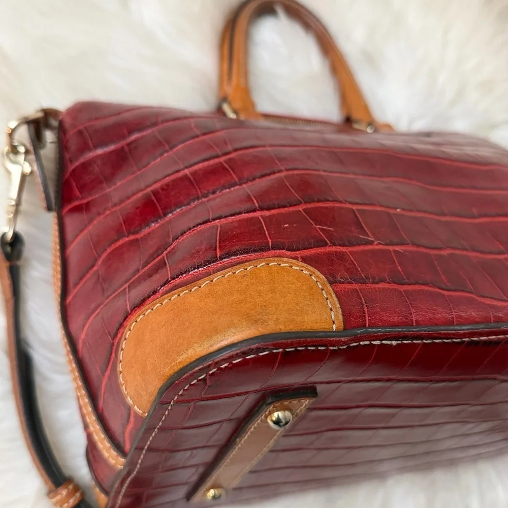 Dooney & Bourke Red Crocodile-Embossed Satchel
